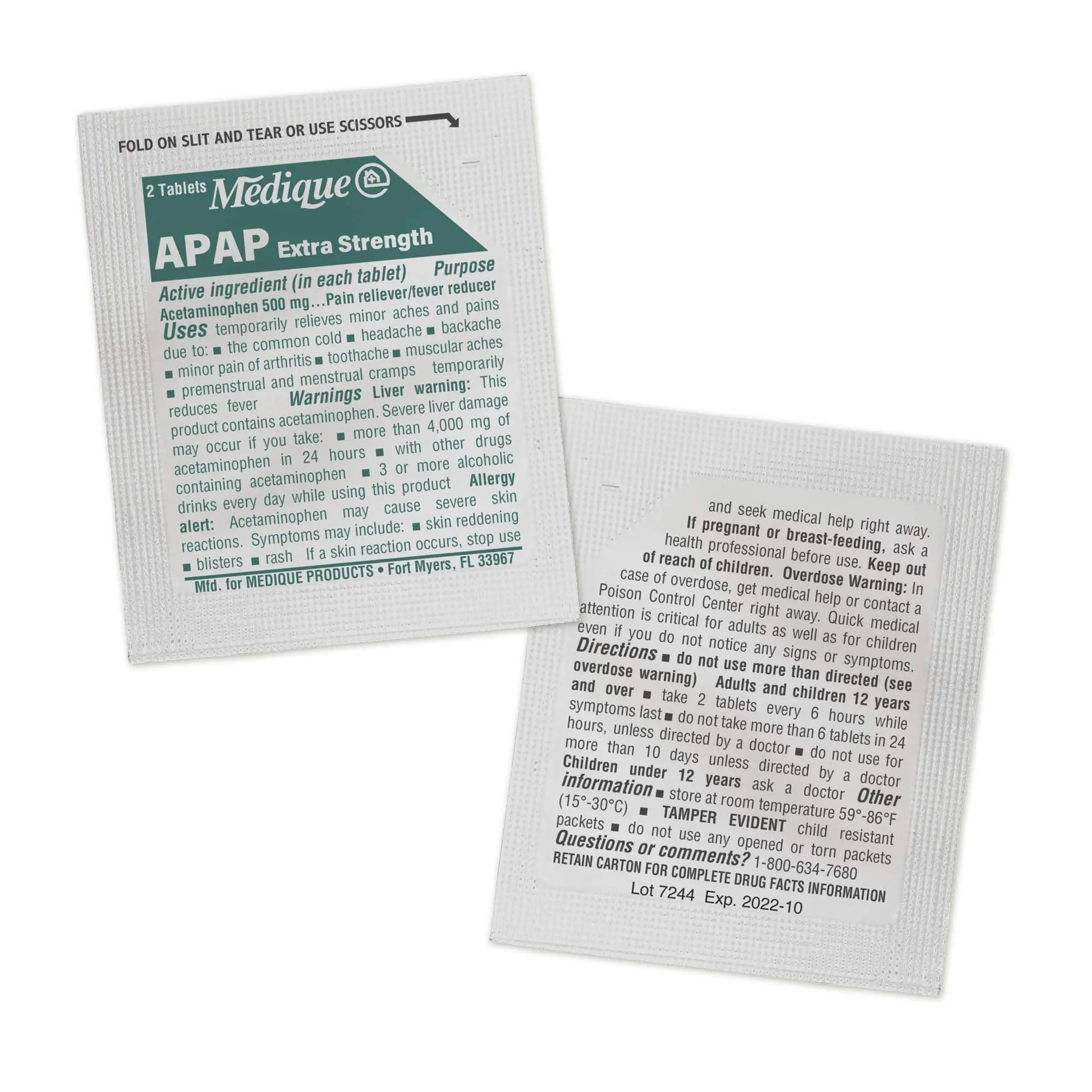 Medique @ Home 70433 Extra Strength APAP Tablets, Non-Aspirin, 50 Packets (2 Tablets per Packet) Total-100 Count MediqueBuy Supplements Australia