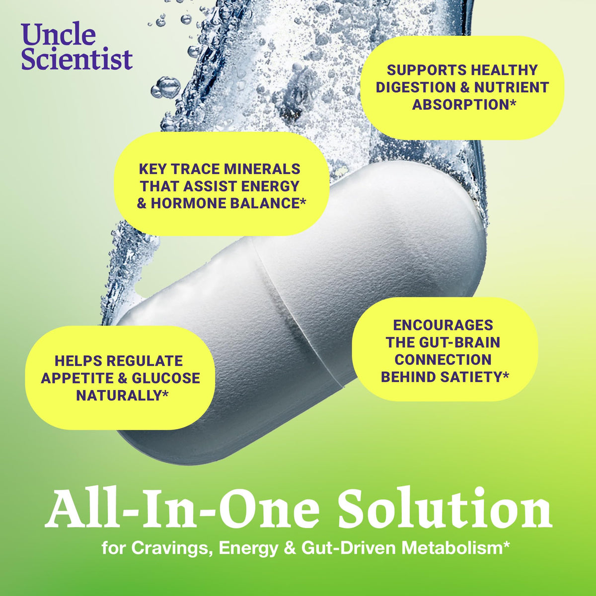 Uncle Scientist GLP-1 Probiotic Dietary Supplement, Supports Healthy Appetite and Metabolic Function - Chromium, Green Tea, Cinnamon, Probiotics & Herbal Blend, 60 Capsules (30-Day Supply) Uncle ScientistBuy Supplements Australia
