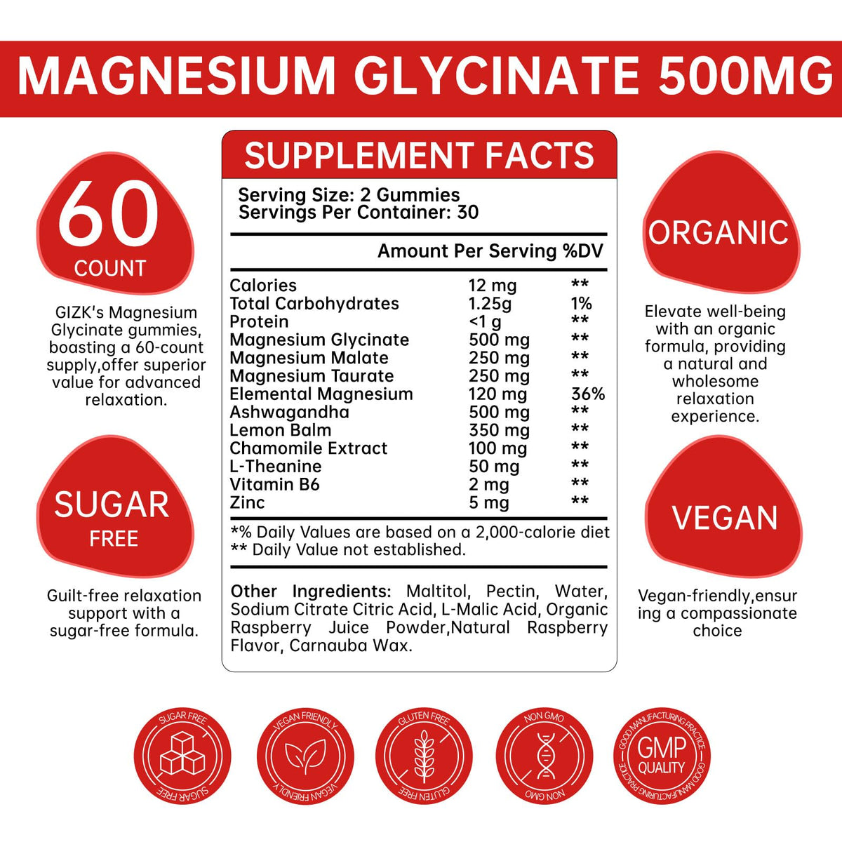 Magnesium Glycinate Gummies 500mg – Sugar Free Magnesium Gummies for Sleep, Stress, Muscle & Nerve Support – for Adults & Kids 4+, Vegan, No Melatonin (Raspberry Flavor, 60 Count) SAYIDONBuy Supplements Australia
