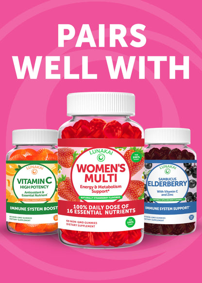 Lunakai USA Made Prebiotic + Probiotic Gummies for Women and Men - High Potency 5 Billion CFUs with Fibers - Non-GMO Gut Health Support - 3 Pack