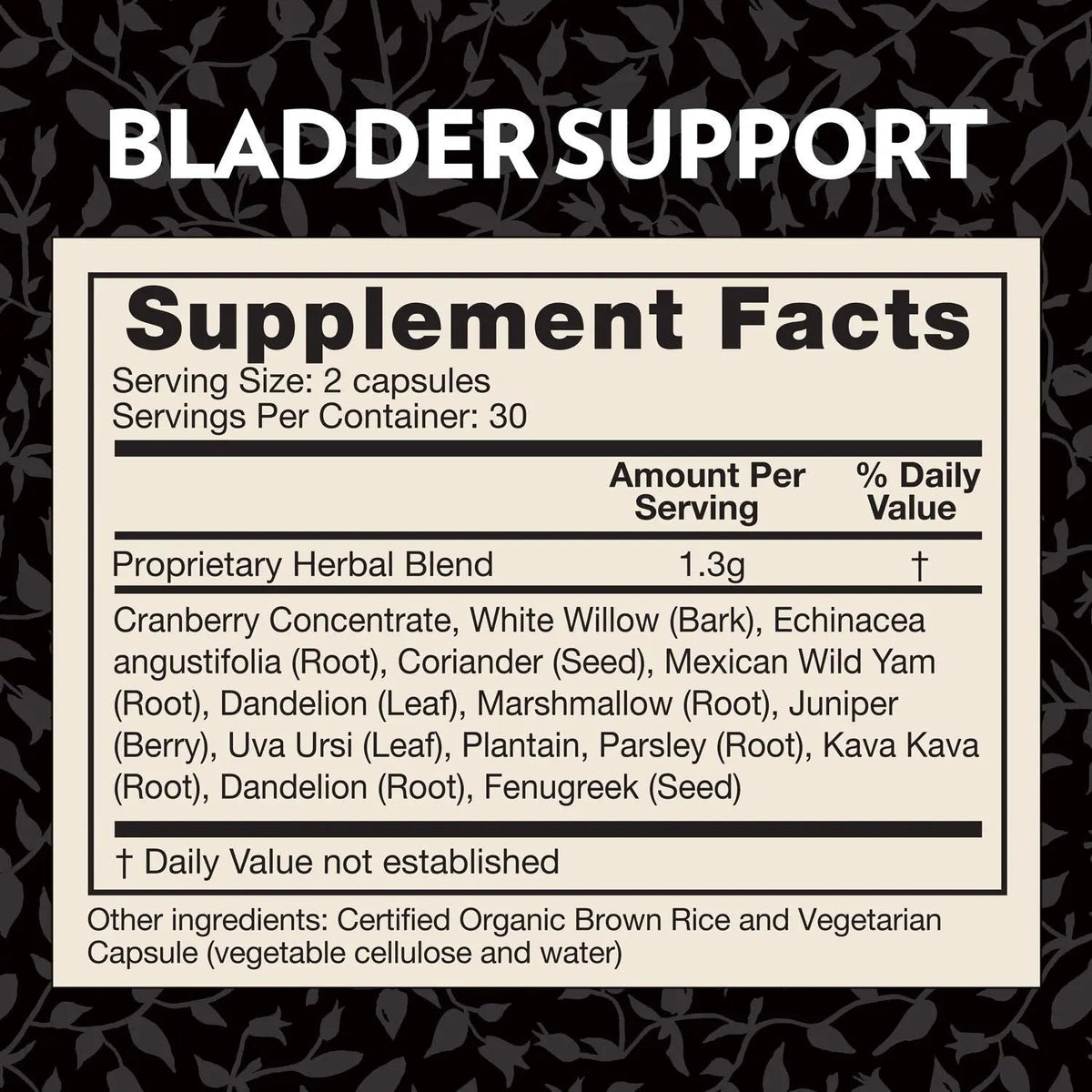 Crystal Star Bladder Support (60 Capsules) – Herbal Supplement for Healthy Bladder Function - Cranberry, Dandelion & Fenugreek - Helps Overactive Bladder and Incontinence - Non-GMO Crystal StarBuy Supplements Australia