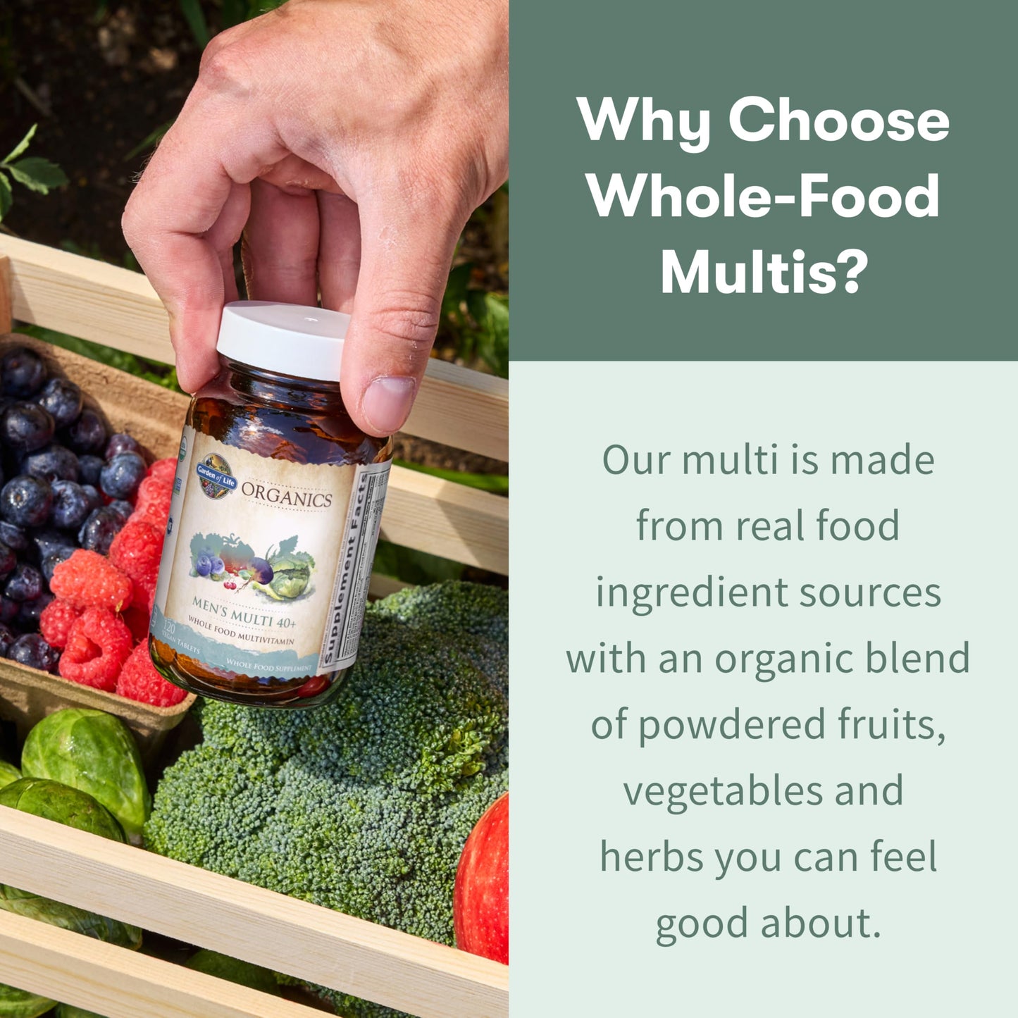 Garden of Life Organics Men's 40+ Multivitamin with Prostate Support, B12 & Vitamins – Vegan Daily Whole Food Multivitamin, Non-GMO, Certified Organic, 120 Tablets Garden of LifeBuy Supplements Australia