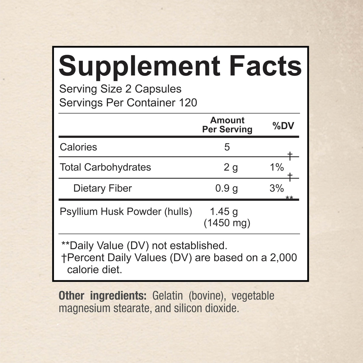 Premium Psyllium Husk Fiber Supplement 1450mg, 240 Capsules