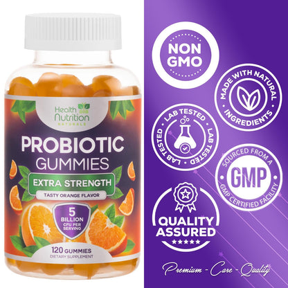 Probiotic Gummies - Advanced Multi-Strain Probiotic Formula - Gut & Digestive Health Support Gummy - Bacillus Coagulans 5 Billion CFU Per Serving, Daily Acidophilus Probiotics Supplement - 120 Gummies
