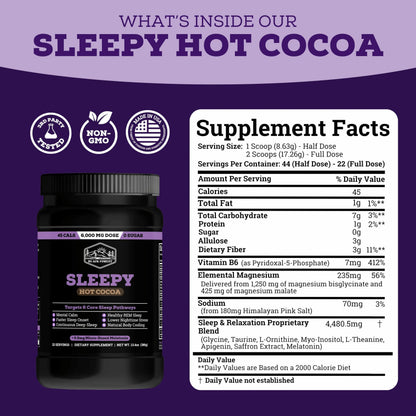 Black Forest Sleepy Hot Cocoa - Magnesium Hot Chocolate Sleepy Cocoa Sleep Powder for Adults with Melatonin & L-Theanine - Natural Sleep Drink Mix for Deep Sleep & Relaxation,