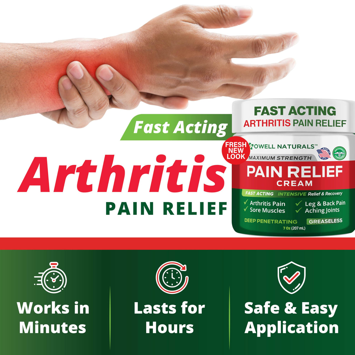 Owell Naturals Deep Penetrating Pain Relief Cream, Maximum Strength Formula for Joints & Muscles, Lower Back, Knees, Hands, Legs, Ankle – Fast Acting Comfort, 7 oz Owell NaturalsBuy Supplements Australia