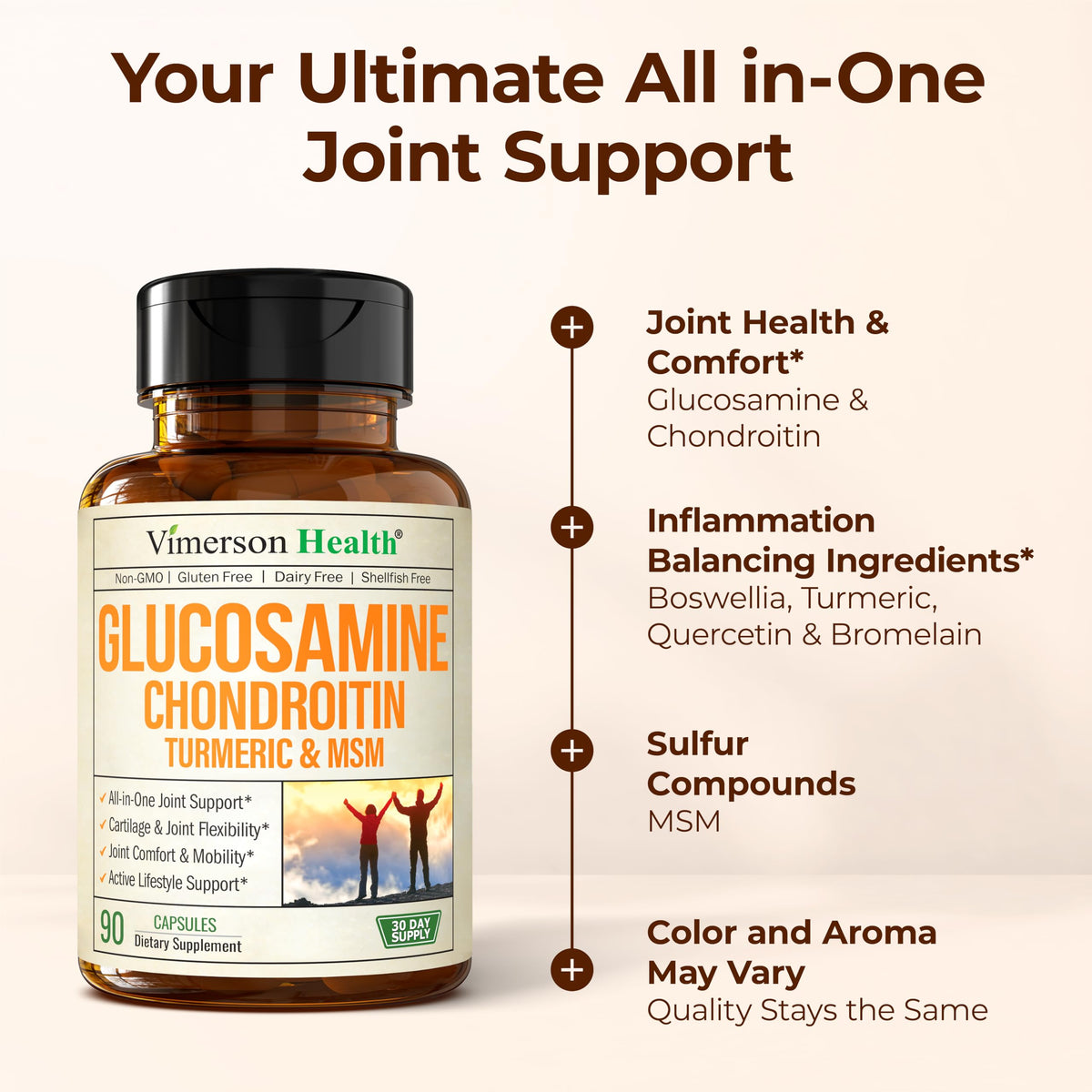 Glucosamine Chondroitin MSM – Joint Support Supplement for Women and Men with Glucosamine Sulfate 1500 mg, Chondroitin and MSM – for Cartilage, Joint Health and Flexibility – 90 Capsules Vimerson HealthBuy Supplements Australia