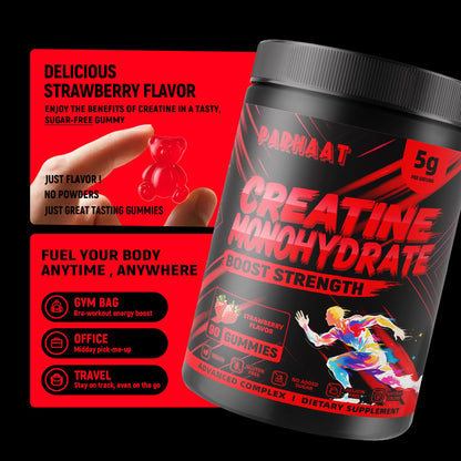 NSF Certified Creatine Gummy - Creatine Monohydrate Gummies 5g for Men & Women - Boost Focus,Strength, and Endurance, Vegan, Gluten-Free, Non-GMO, 2.5 Gram Creatine