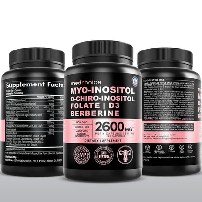 14-in-1 Women’s Inositol Complex Supplement – 40:1 Myo & D-Chiro Inositol with Folate, Vitamin D3, Zinc, Magnesium & Botanicals for Hormone