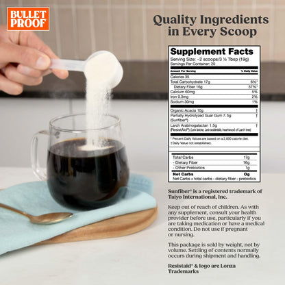 Bulletproof Innerfuel Prebiotic Fiber Powder, Unflavored, 16g Fiber, Plant-Sourced, Non-GMO & Third-Party Tested