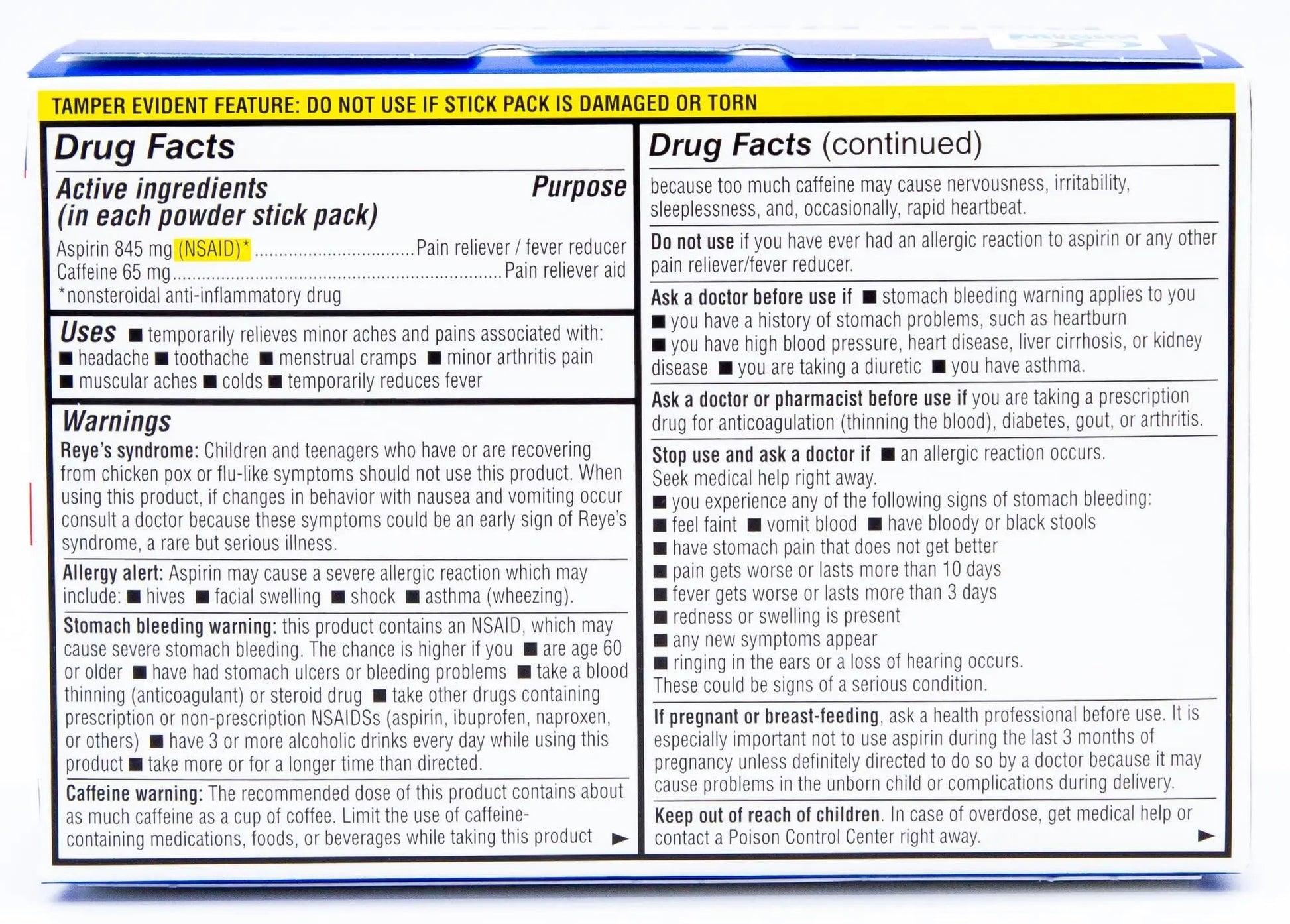 Quality Choice Fast Pain Relief Powder, Contains 50 Powder Packets for Rapid Pain Relief. Contains Aspirin & Caffiene Quality ChoiceBuy Supplements Australia