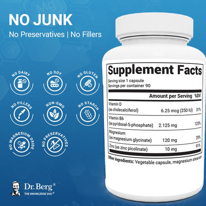 Dr. Berg Magnesium Glycinate 90ct – 4-in-1 Chelated for Muscle, Nerve, Sleep & Stress Support*– w/ D3, B6 & Zinc – 4X Lab-Tested – No Fillers – Formulated in USA, GMP-Certified Dr. Berg NutritionalsBuy Supplements Australia