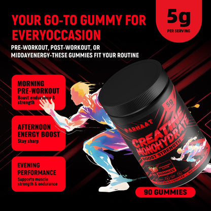 NSF Certified Creatine Gummy - Creatine Monohydrate Gummies 5g for Men & Women - Boost Focus,Strength, and Endurance, Vegan, Gluten-Free, Non-GMO, 2.5 Gram Creatine