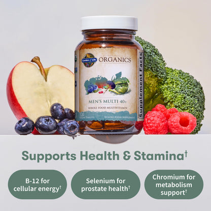 Garden of Life Organics Men's 40+ Multivitamin with Prostate Support, B12 & Vitamins – Vegan Daily Whole Food Multivitamin, Non-GMO, Certified Organic, 120 Tablets Garden of LifeBuy Supplements Australia