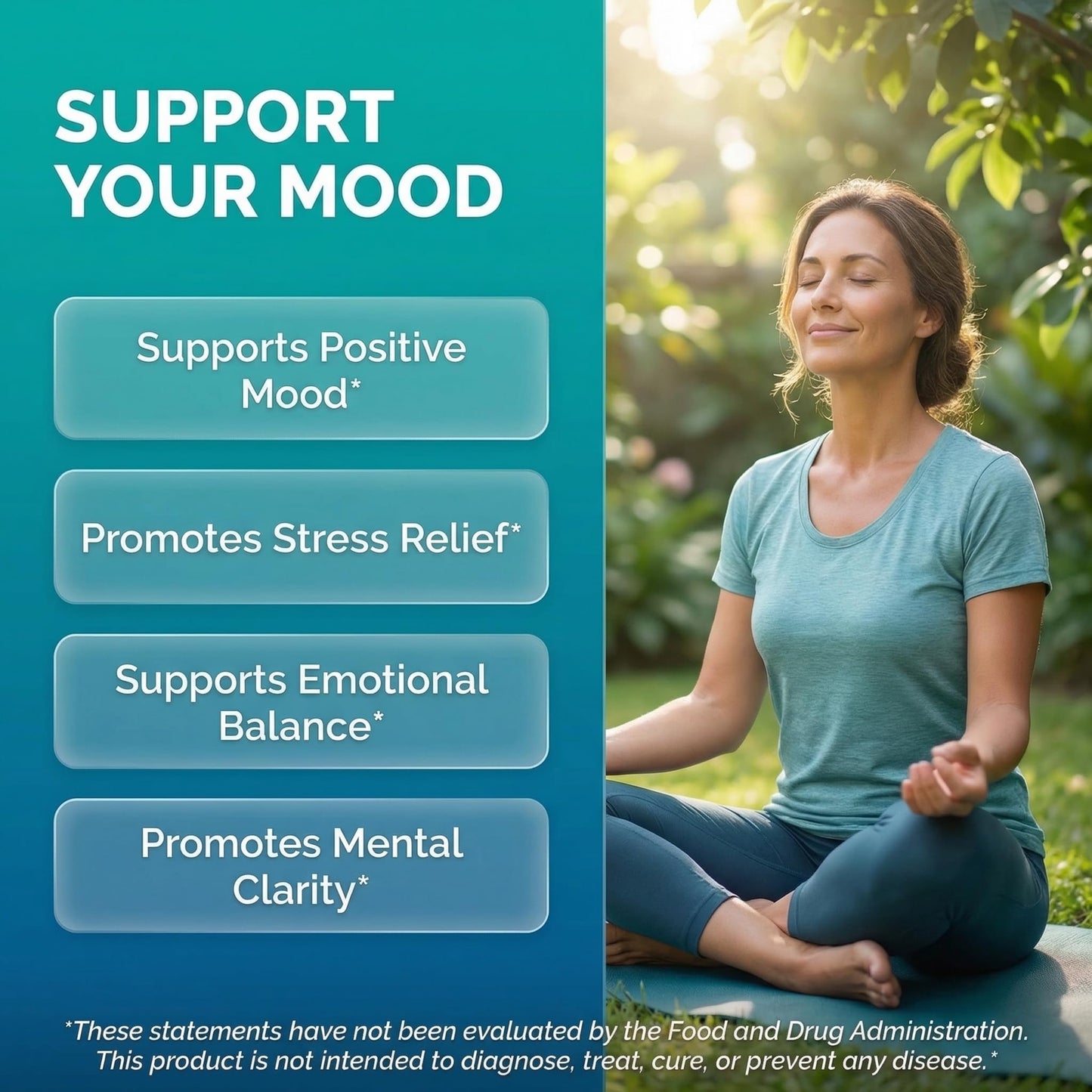 Clean Nutraceuticals St Johns Wort Rhodiola Rosea Holy Basil Ashwagandha - Mood Support for Women and Men with Vitamin C & Black Pepper Extract - 90 Caps