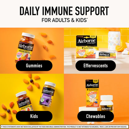 Airborne 1000mg Vitamin C with Vitamin D & Zinc, Sugar Free Multivitamin Immune Support Supplement, Antioxidants Vitamins A C & Vitamin E