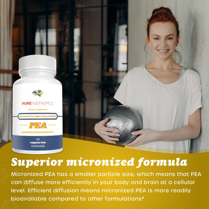 Pure Nootropics - Palmitoylethanolamide (Micronized Pea) 400 mg Capsules | 90 Veg Caps Value Pack | Supports Relief from Occasional Discomfort | Supports Immune System Pure NootropicsBuy Supplements Australia