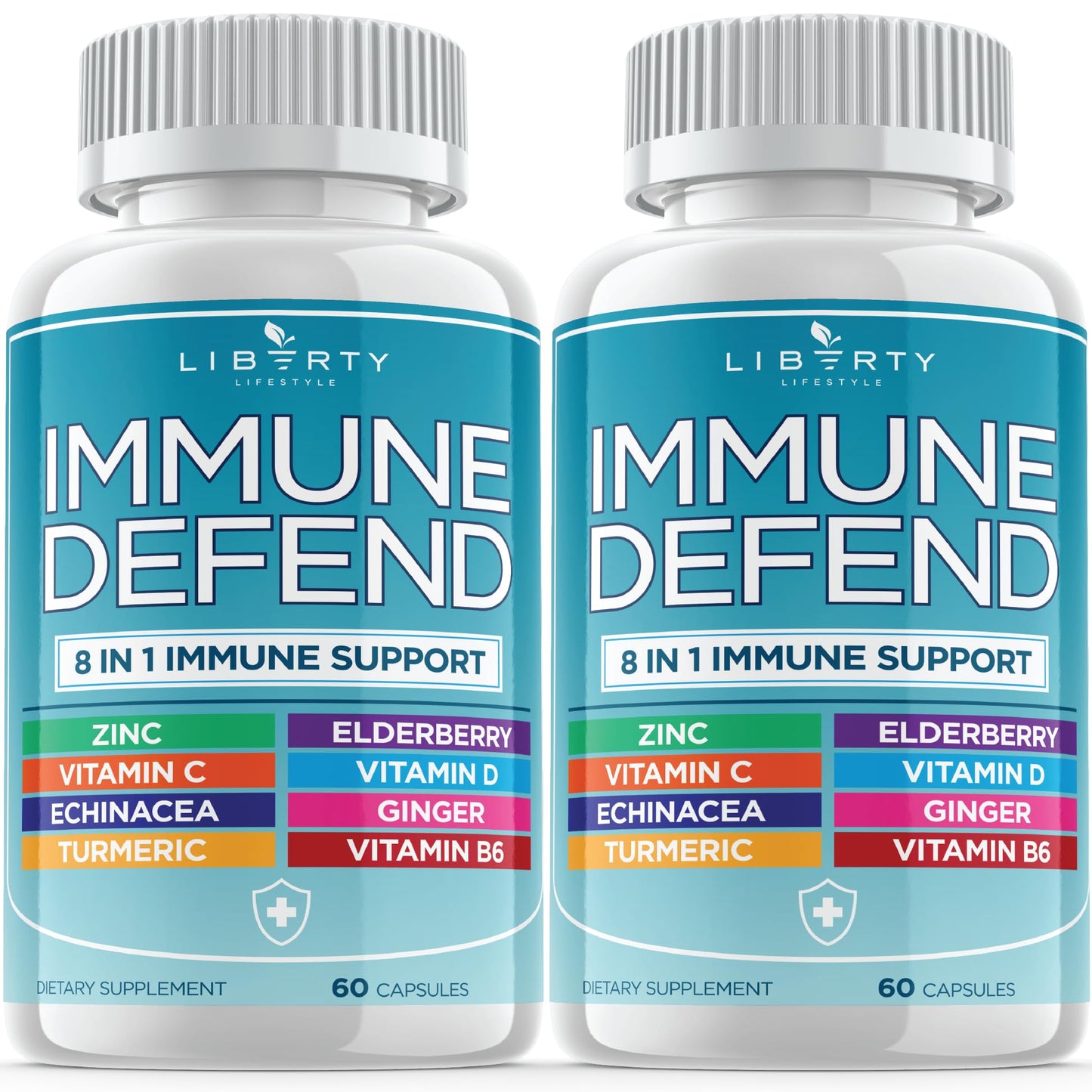 8 in 1 Immune Defense Support, Immunity Vitamins Supplement Booster Zinc 50mg, Vitamin C Elderberry VIT D3 5000 IU, Turmeric Curcumin & Ginger