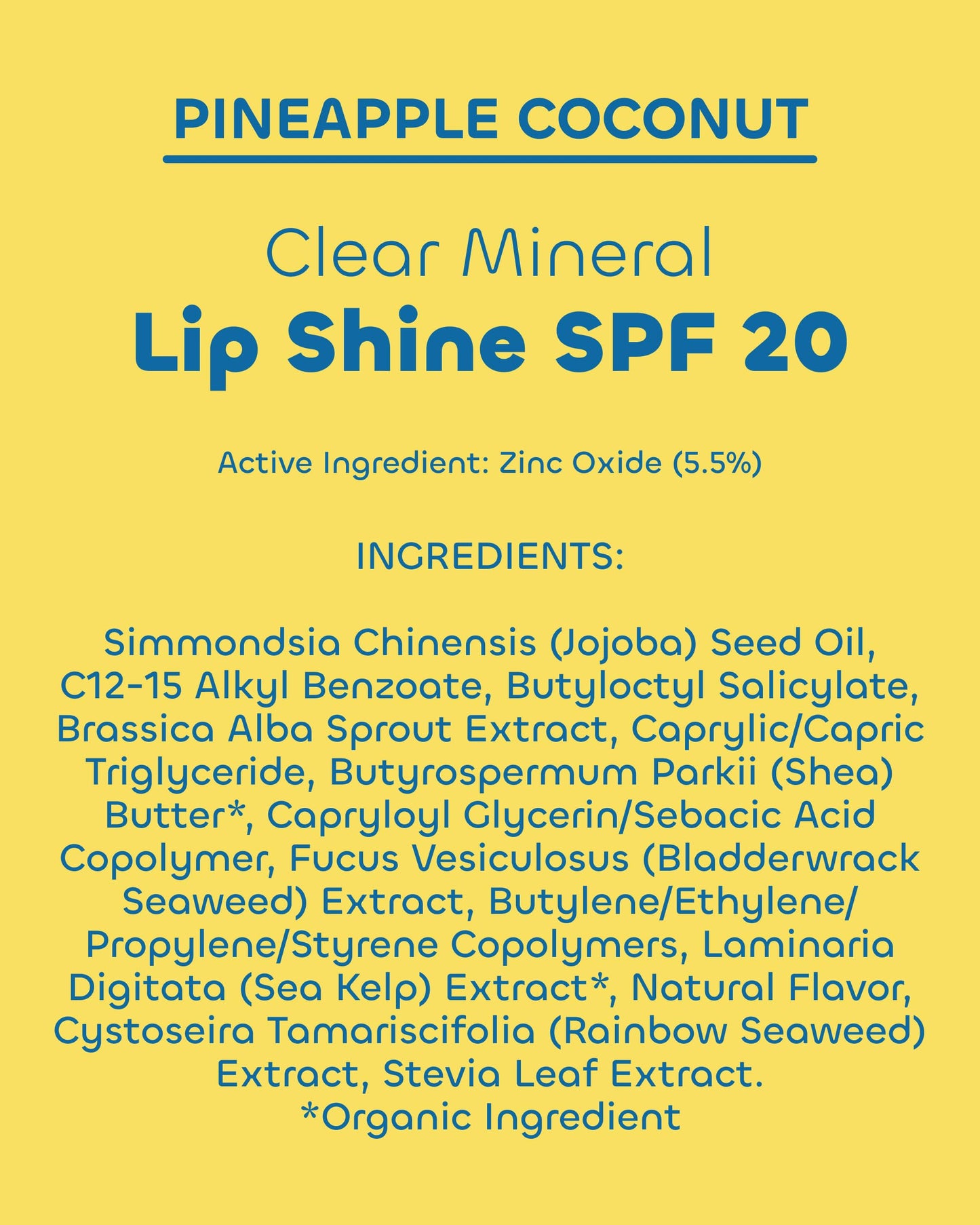 Seaweed Bath Co. Hydrating Clear Mineral Lip Shine - SPF 20 Sunscreen Zinc Oxide Lip Balm - Nourishing Care to Hydrate & Protect Dry