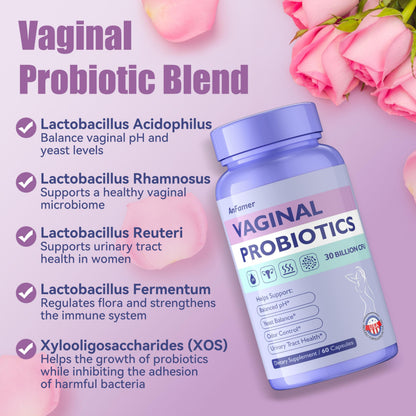 AnFamer Vaginal Probiotics for Women Female,Promotes Ph Balance,Healthy Vaginal Odor & Flora,Urinary Tract Health with Prebiotics & Lactobacillus Probiotic