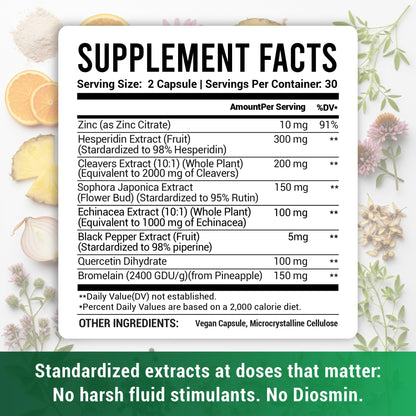 Advanced Lymphatic Drainage Supplements – Lymphatic Cleanse & Lymph System Support with Hesperidin, Rutin, Quercetin with Bromelain – Herbal Lymphatic Support Formula – 60 Capsules LEGRANO buy supplements Au