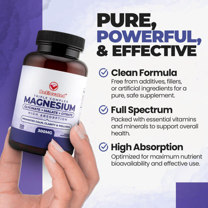 BeElevated High Absorption Triple Magnesium Complex for Sleep, Relaxation & Muscle Support – 300mg of Magnesium Glycinate, Citrate & Malate – Gentle on Stomach – Non-GMO, Vegan – 120 Capsules BeElevated buy supplements Au