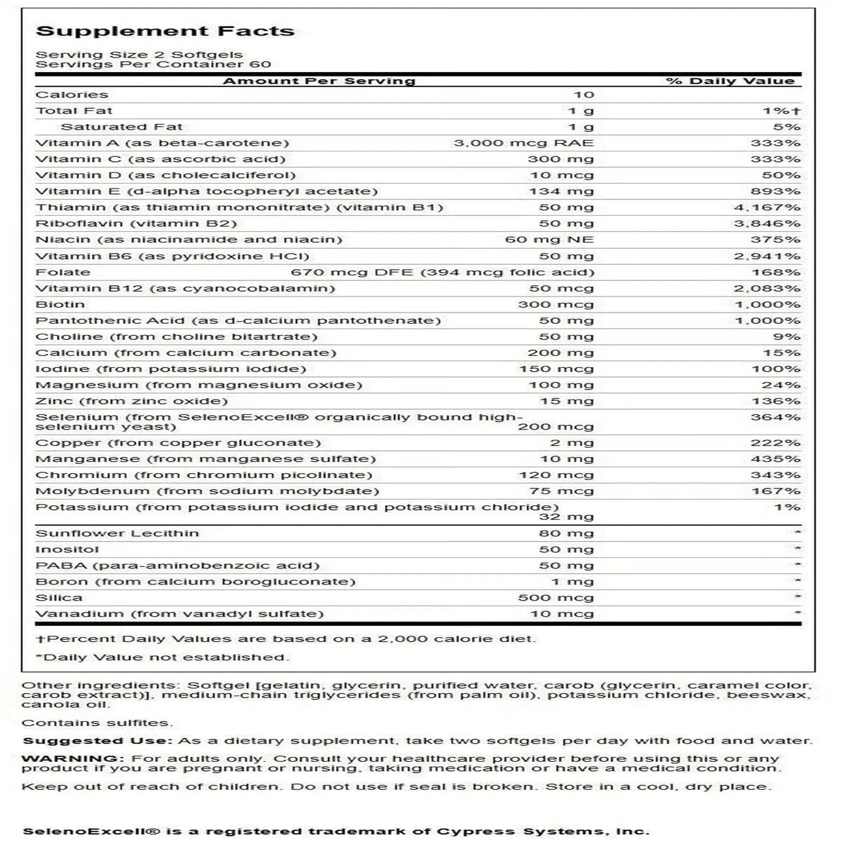 Swanson Multi Without Iron Multivitamin Health Supplement Iron-Free Formula 120 Softgels Sgels Swanson