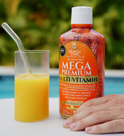 Mega Premium Liquid Multivitamin | Natural Immune Support Vitamin w/ 1333% Vitamin C, 200% D3, Zinc + 20 Vitamins, 70 Minerals, & 21 Amino Acids | Sugar Free