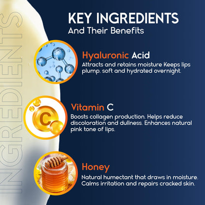 Lip Mask Overnight with Hyaluronic Acid & Collagen, Lip Sleeping Mask for Dry Cracked Lips