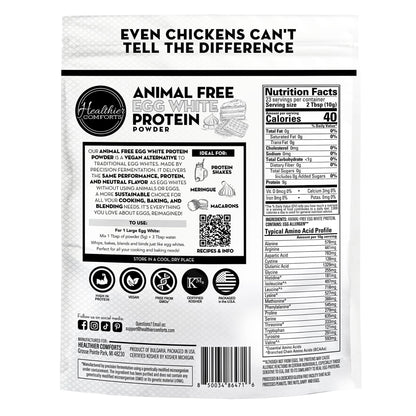 Healthier Comforts Animal-Free Egg White Protein Powder | Make Vegan Egg Omelets, Angel Food Cake, Meringue, Protein Shakes | Whips and Binds Just Like Traditional Egg Whites (8 oz)