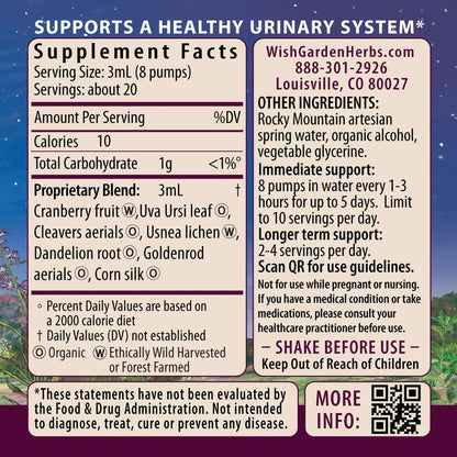 WishGarden Herbs Urinary Strength, Liquid Herbal Tincture, Cranberry, Uva Ursi & Usnea, Supports Urinary Tract Health, Eases Discomfort, Promotes Microbial Balance, 2oz WishGardenBuy Supplements Australia