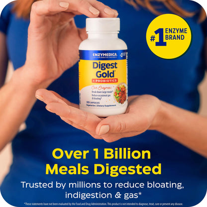 Enzymedica Digest Gold + Probiotics - Digestive Enzyme Supplement for Women & Men, Enzyme and Probiotic Capsules for Digestion, Gut Health Support,