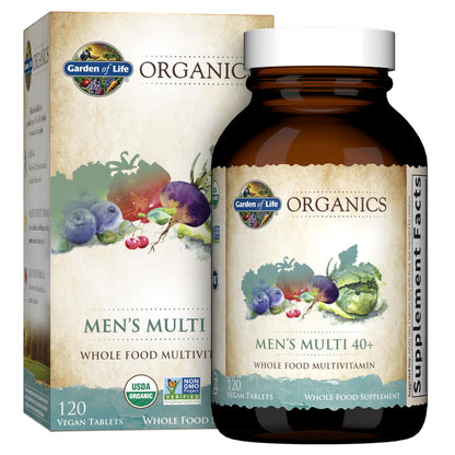 Garden of Life Organics Men's 40+ Multivitamin with Prostate Support, B12 & Vitamins – Vegan Daily Whole Food Multivitamin, Non-GMO, Certified Organic, 120 Tablets Garden of LifeBuy Supplements Australia
