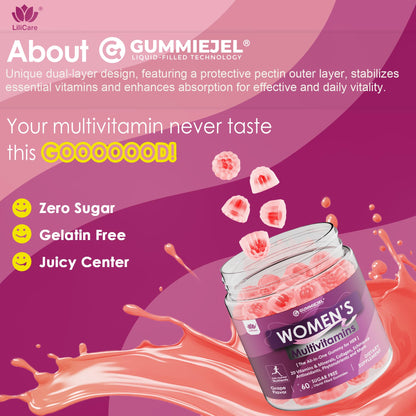 Womens Multivitamin Gummy, Methylated Multivitamin for Women, Biotin, Methylfolate, Iron, Collagen, Vitamins A C D, B Complex, Antioxidants for Women's Daily Support,