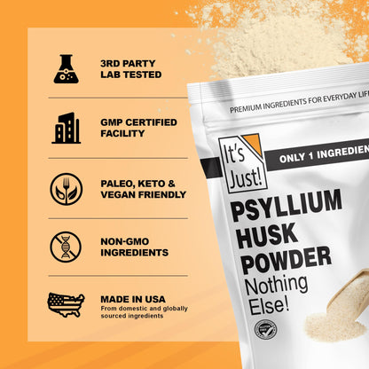 It's Just! - Psyllium Husk Powder, Easy Mixing Dietary Fiber, Cleanse Your Digestive System