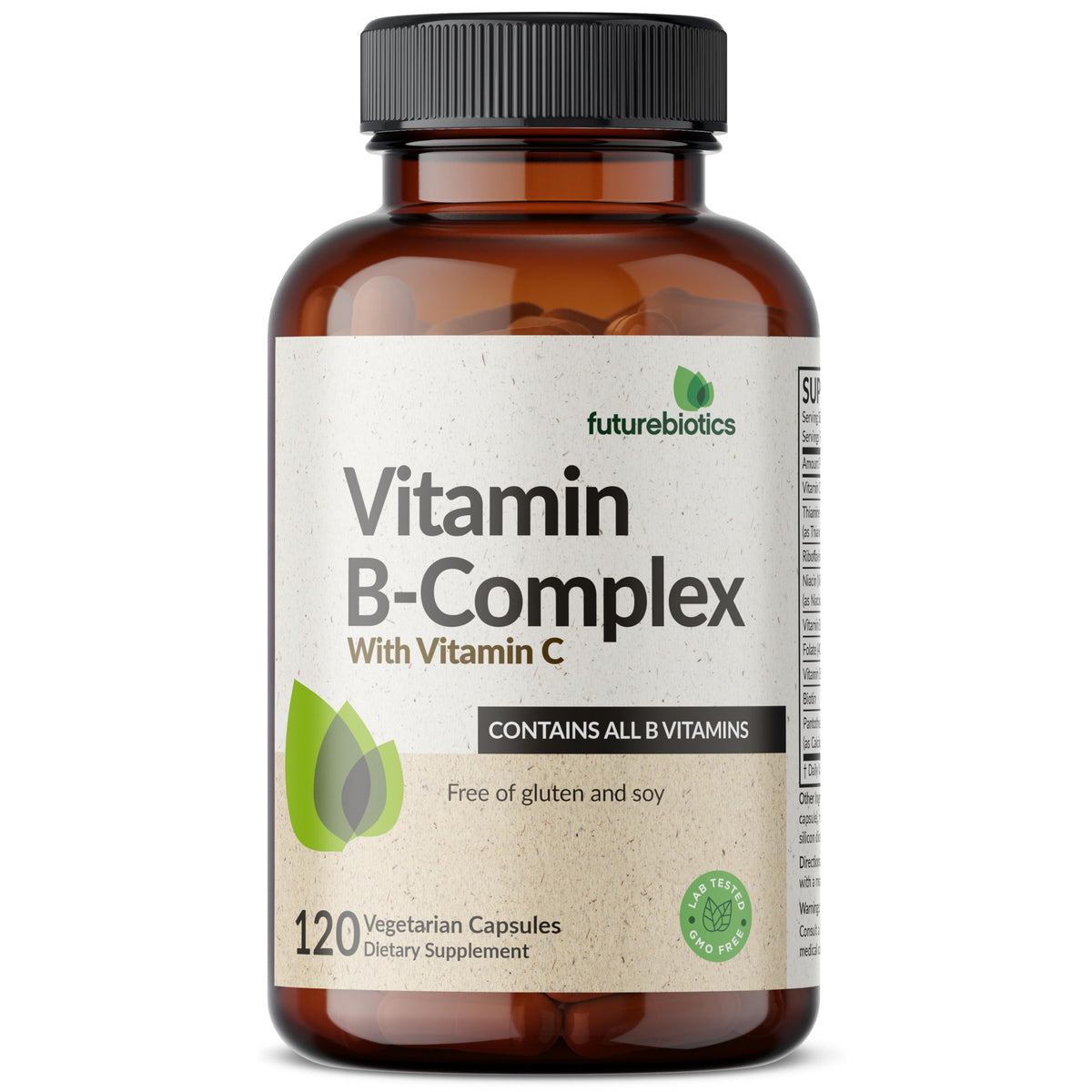 Futurebiotics Vitamin B Complex with Vitamin C Supports Energy Production, Nervous System & Immune Support - Non-GMO, 120 Vegetarian Capsules