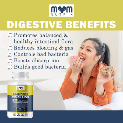 Probiotics 150 Billion CFU - 40 Strain Probiotics for Women, Men and Adults - Shelf Stable Probiotic with Organic Prebiotic - Acidophilus Probiotic