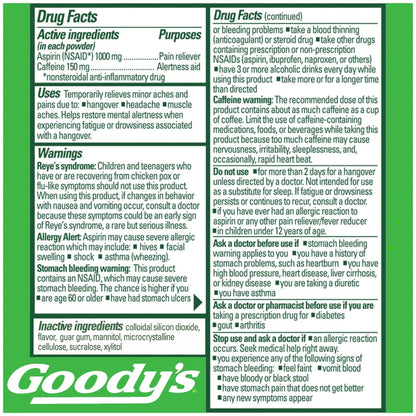Goody's Hangover Relief Powder, Dual Action Fast Headache Pain Relief with Aspirin and Caffeine, Berry Citrus Flavor, 16 Count Goody'sBuy Supplements Australia