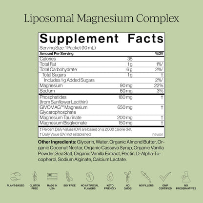 Cymbiotika Liposomal Magnesium Complex – Promotes Relaxation, Restful Sleep, and Heart & Brain Health – Highly Absorbable 3-in-1 Formula