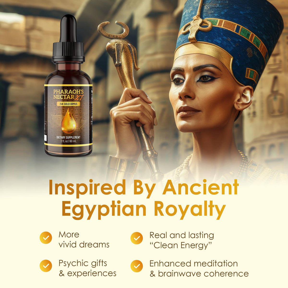 Pineal XT Gold + Pharaoh's Nectar - Pineal Gland Supplement Bundle – 24K Monoatomic Gold Ormus Drops, Pineal Gland Decalcification, Third Eye Awakening, Focus, Energy & Manifestation Nutraville buy supplements Au