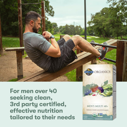 Garden of Life Organics Men's 40+ Multivitamin with Prostate Support, B12 & Vitamins – Vegan Daily Whole Food Multivitamin, Non-GMO, Certified Organic, 120 Tablets Garden of LifeBuy Supplements Australia