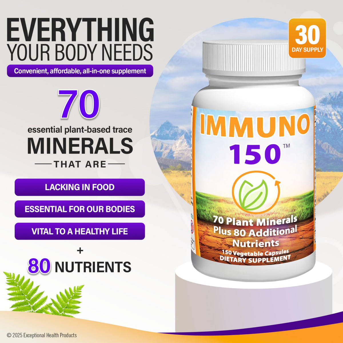 Immuno 150, Immune Support Supplement, Packed with 70 Plant Minerals, 13 Essential Vitamins and 68 Additional Nutrients-150 Vegetable Capsules- Immune Boost for All Age Groups Immuno 150Buy Supplements Australia