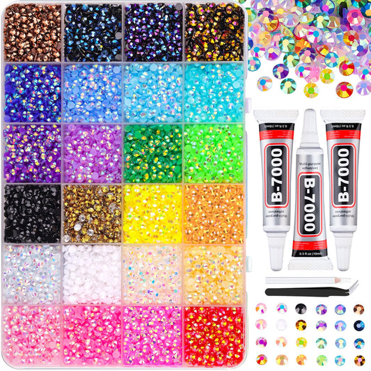 34000Pcs Resin Jelly Rhinestones for Bedazzling, Multicolor 3mm Flatback Gems