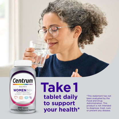 Centrum Silver Women's Multivitamin for Women 50 Plus, Multivitamin/Multimineral Supplement with Vitamin D3, B Vitamins, Non-GMO Ingredients