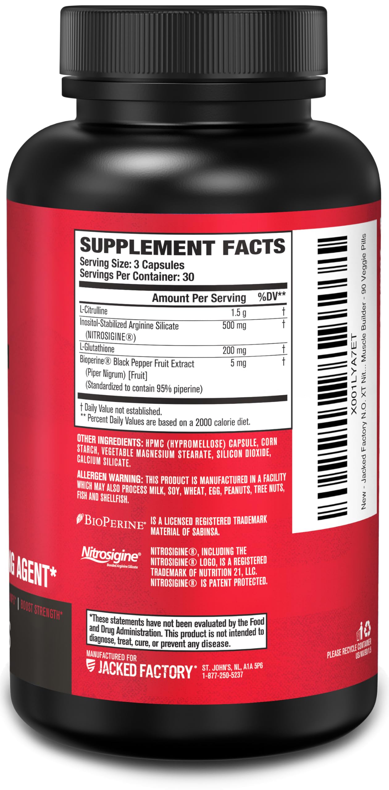 Jacked Factory N.O. XT Nitric Oxide Supplements for Men w/Nitrosigine L Arginine L Citrulline Supplement for Muscle Pumps & Vascularity - Pre Workout Nitric Oxide Booster & Muscle Builder - 90 Caps Jacked FactoryBuy Supplements Australia