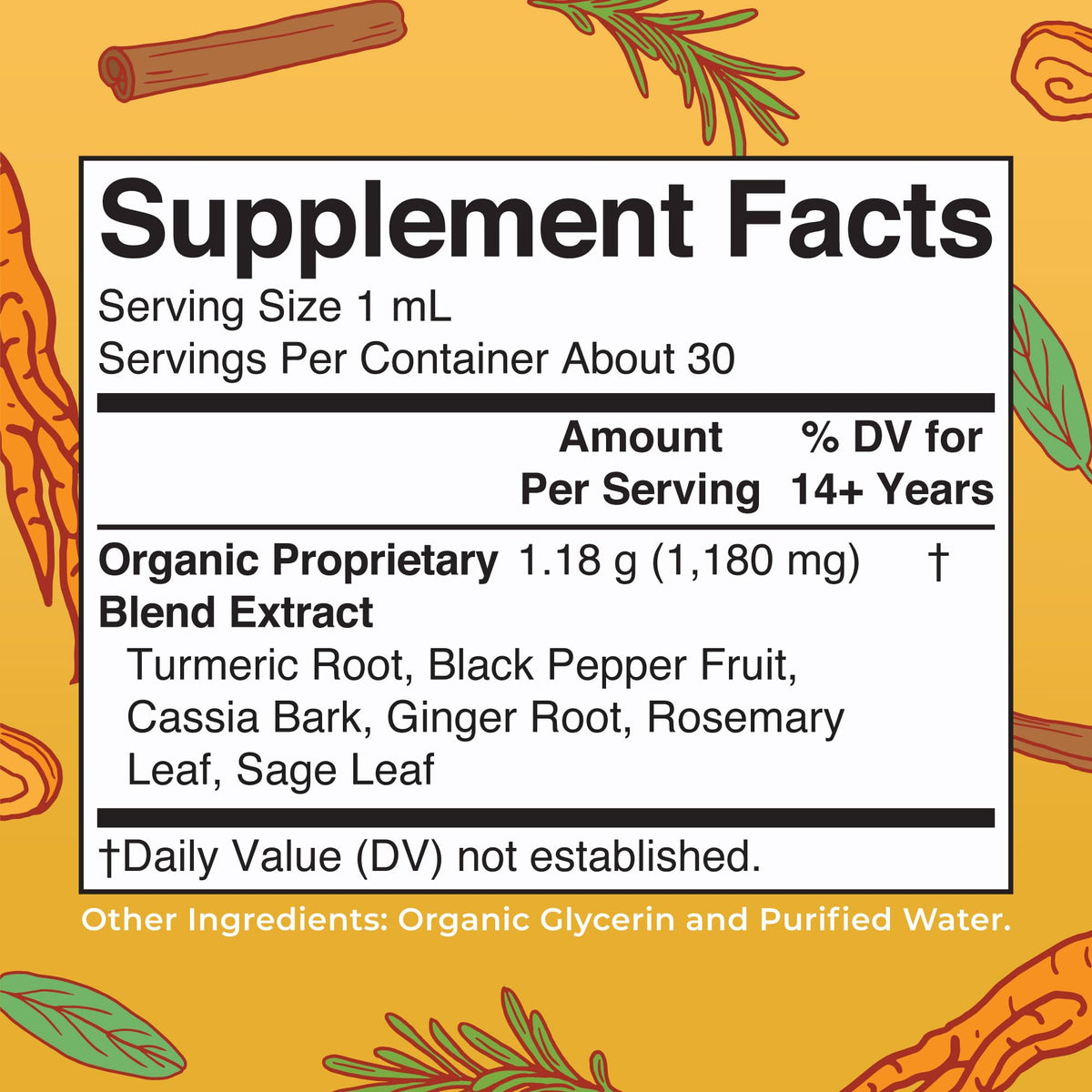 MARYRUTH'S Organics USDA Turmeric Gold Liquid Drops | Herbal Blend | Turmeric Curcumin | Black Pepper | Cassia Cinnamon Bark | Ginger Root | Immune Support