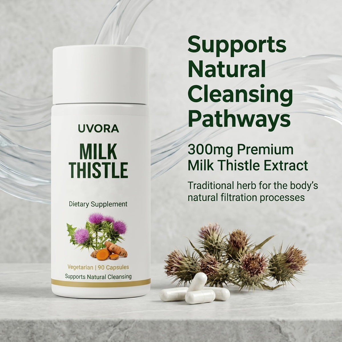 Uvora - Milk Thistle Extract,Uvora Premium Herbal Supplement with Milk Thistle Extract & Antioxidants – Supports Natural ification