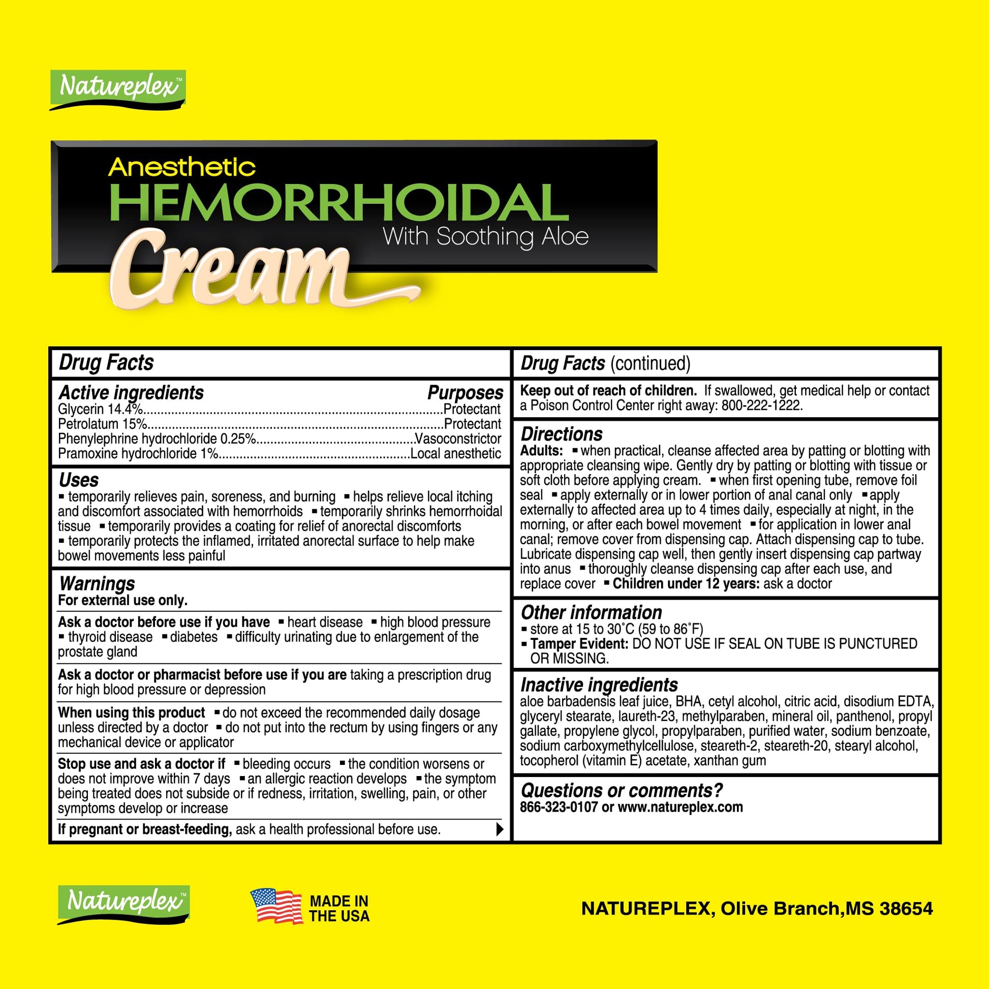 Natureplex Hemorrhoidal Cream for Itching, Burning and Discomfort Relief, 0.9 oz (Pack of 6) - Made in USA NatureplexBuy Supplements Australia