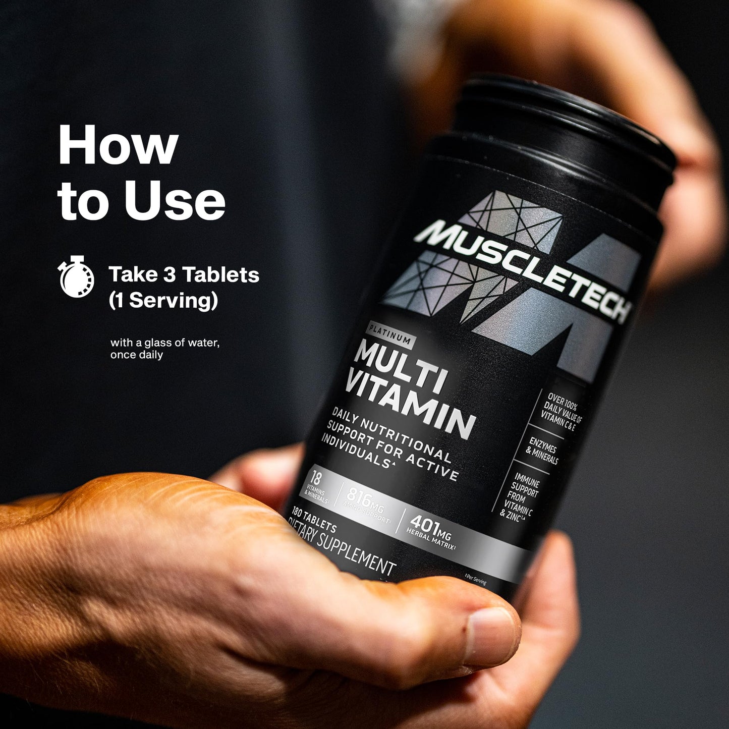 MuscleTech Platinum Multivitamins for Men & Women - Multi-Vitamin Supplement for Immune Support - 18 Vitamins & Minerals, Vitamin A C D E B6 B12 - Daily Workout Supplements for Men - 180 Capsules MuscleTech buy supplements Au