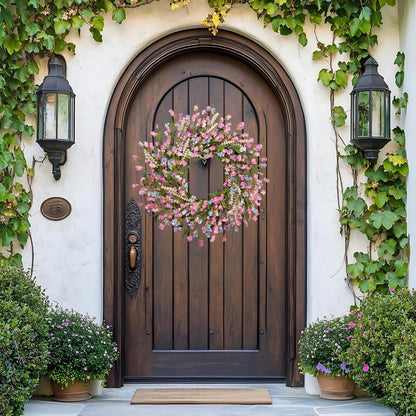 24 Inch Spring Summer Wreaths for Front Door, Year Round Artificial Lavender Paper